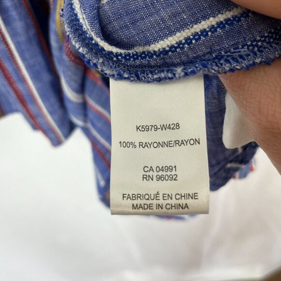 HIlary Radley for Katherine Barklay‎ Chambray Embroidered Stripe Blouse Size XL - Picture 7 of 8